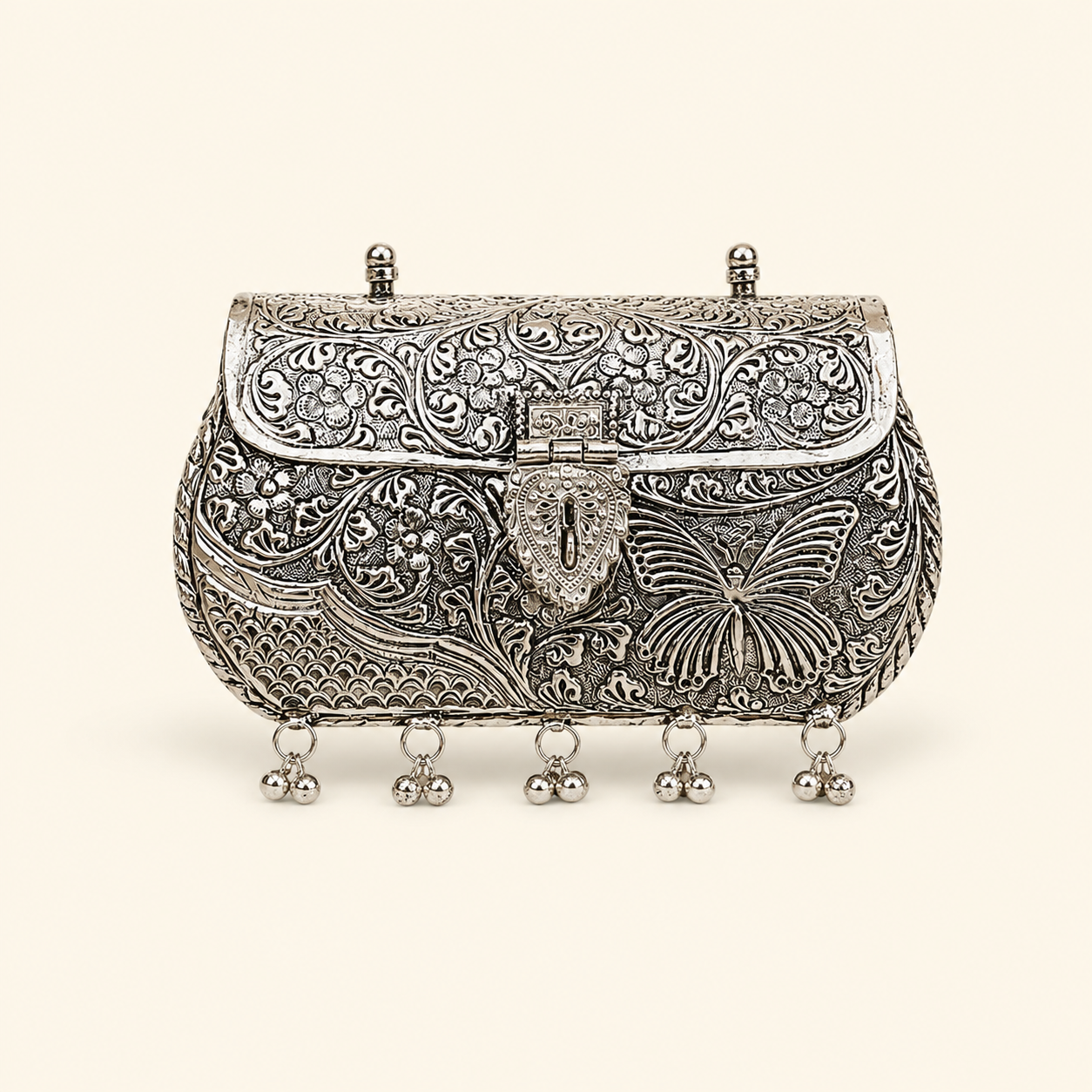 Silver metal clutch