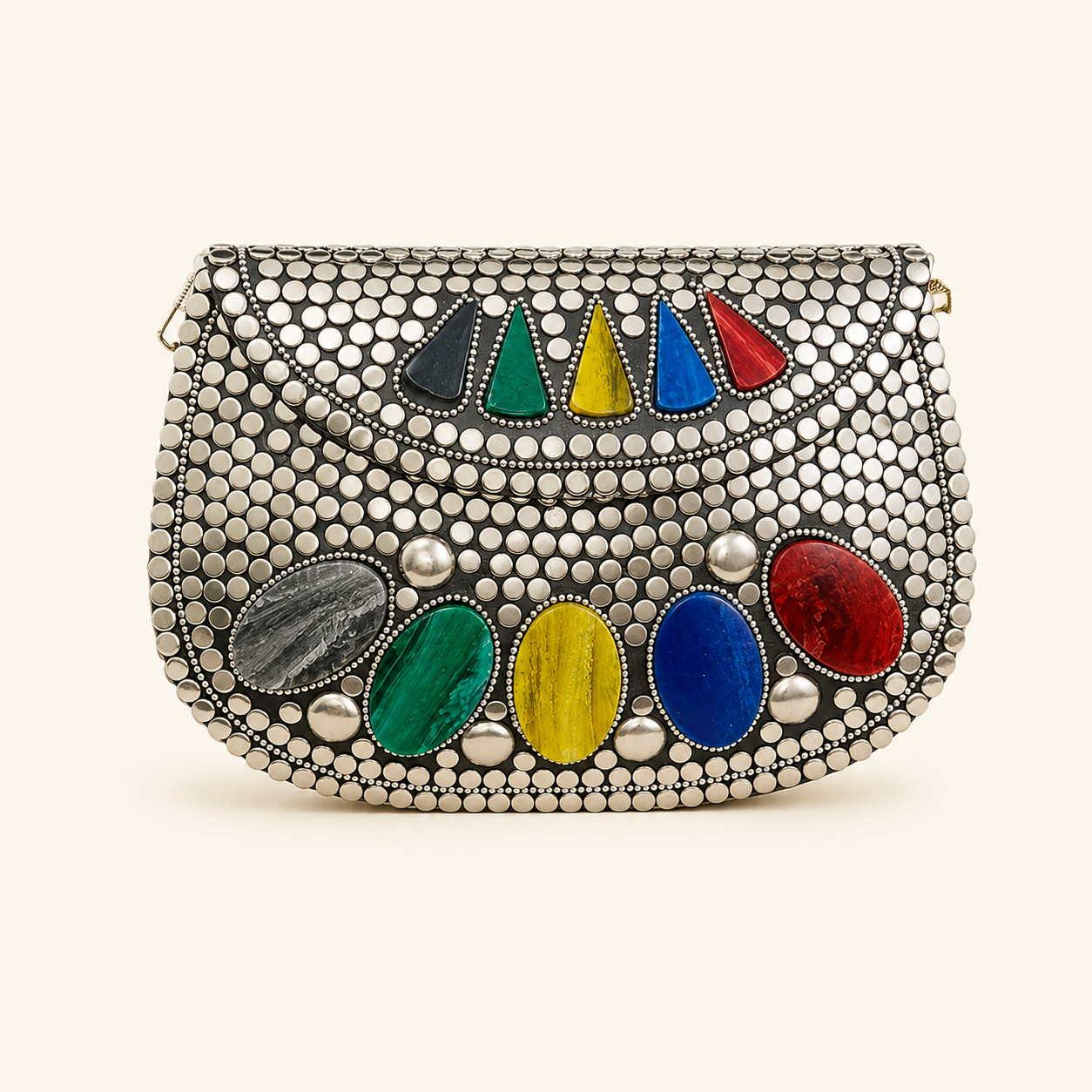 • Handcrafted Colorburst Crescent Silver