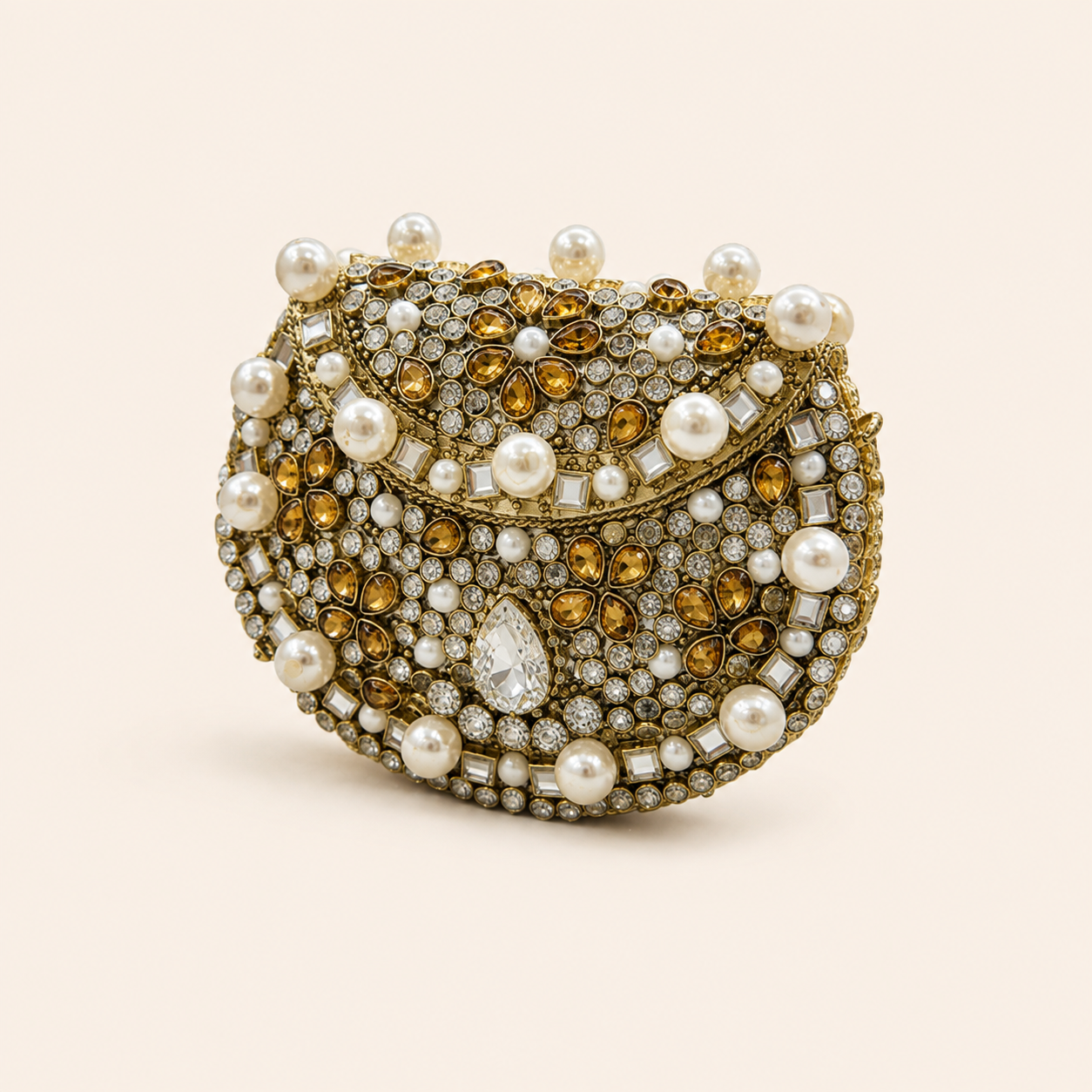 Pearl kundan clutch