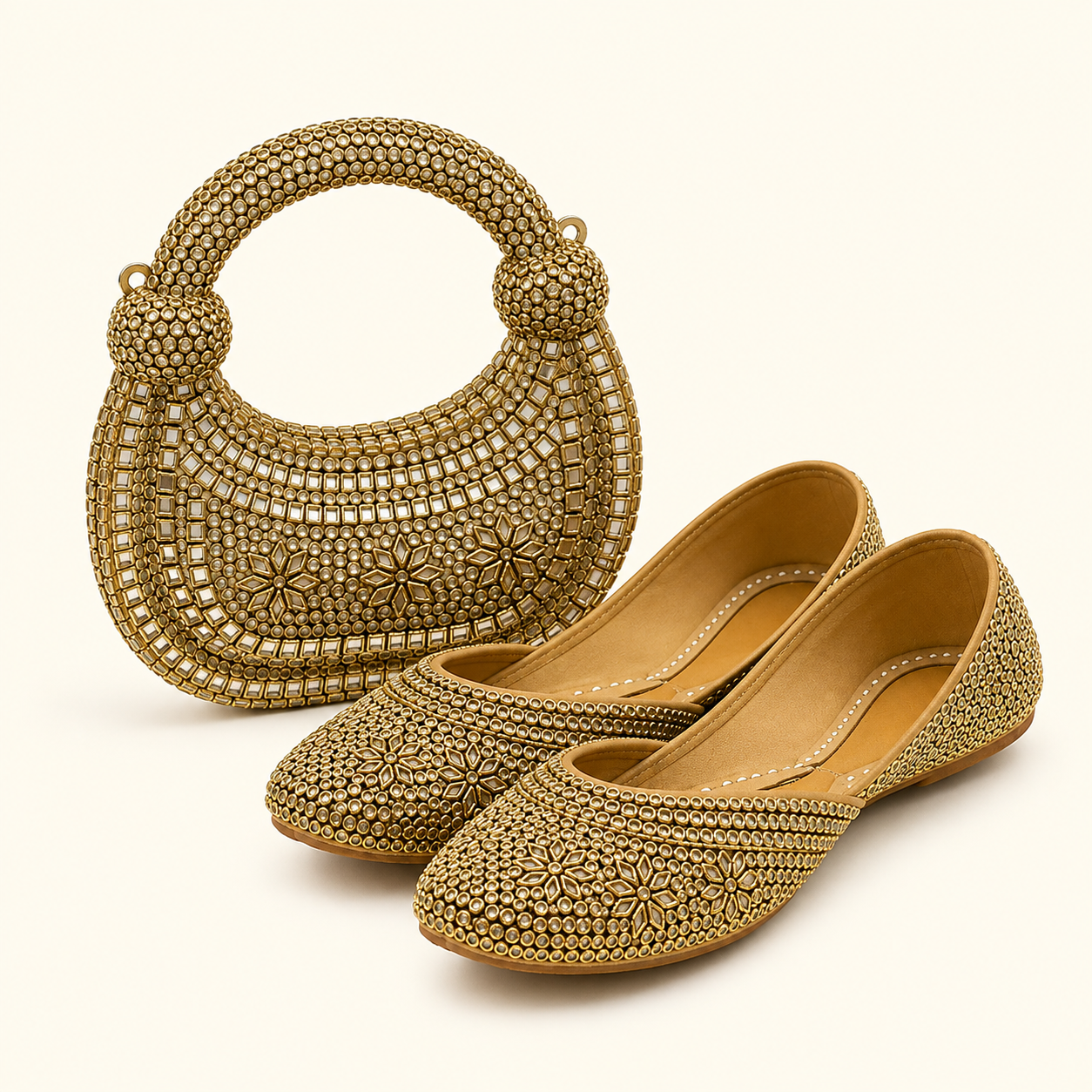 KUNDAN COMBO ( kundan clutch+ khussa)