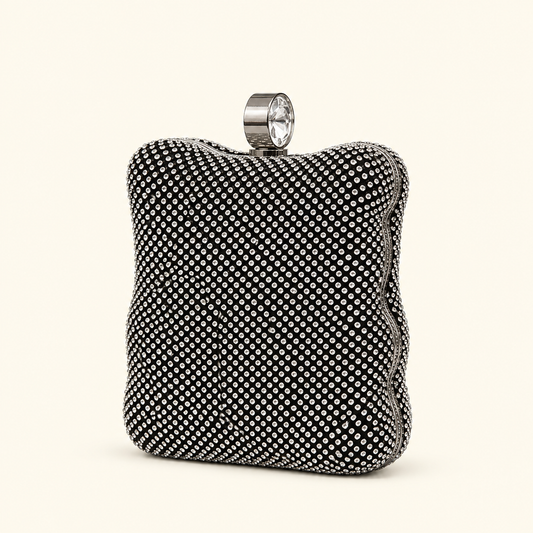 Black stone clutch large size