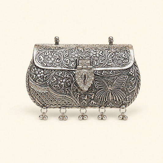 Silver metal clutch