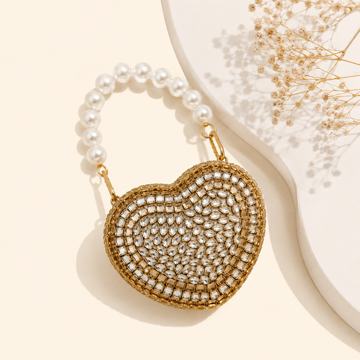 Mini Kundan Heart clutch