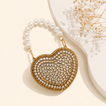 Mini Kundan Heart clutch