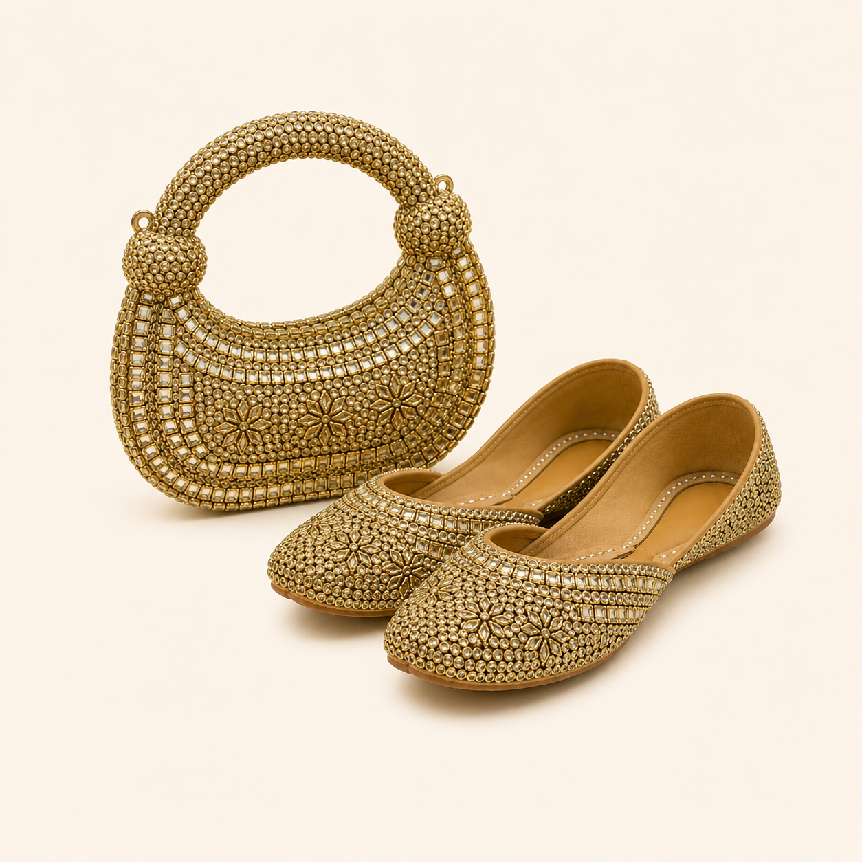 KUNDAN COMBO ( kundan clutch+ khussa)