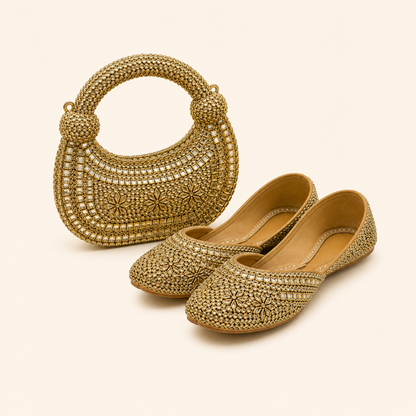 KUNDAN COMBO ( kundan clutch+ khussa)