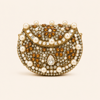 Pearl kundan clutch