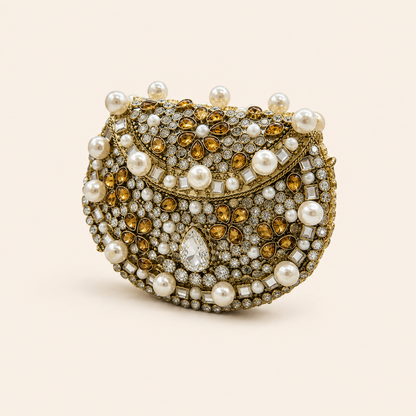 Pearl kundan clutch