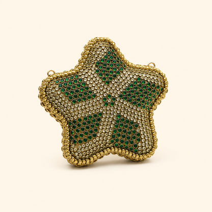 Star green luxe clutch kundan