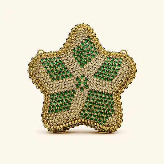 Star green luxe clutch kundan